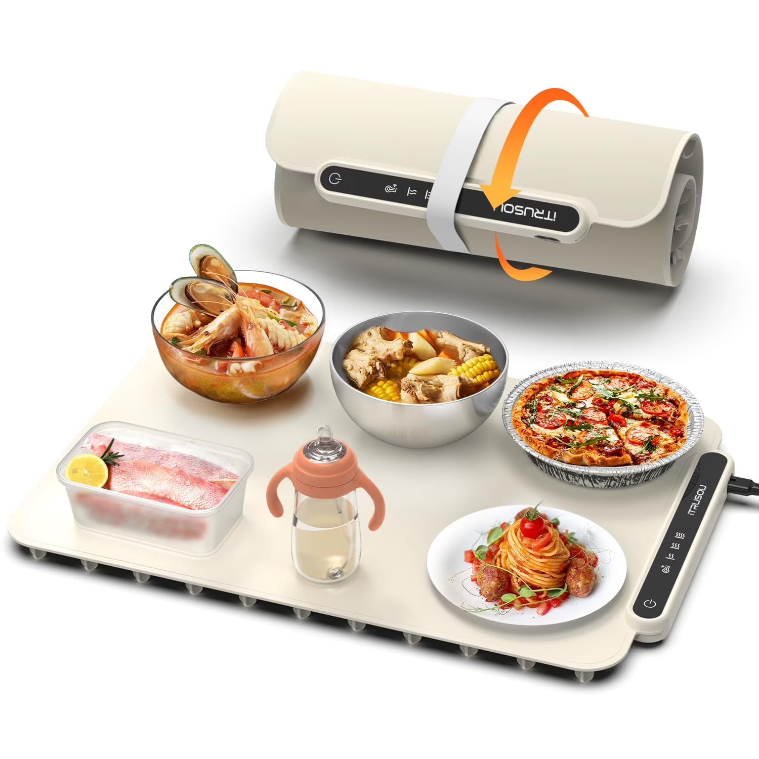 HASA Premium Silicone Food Warming Mat – Rollable Electric Buffet Tray with 9 Heat Settings, Auto Shut-Off & Child Lock